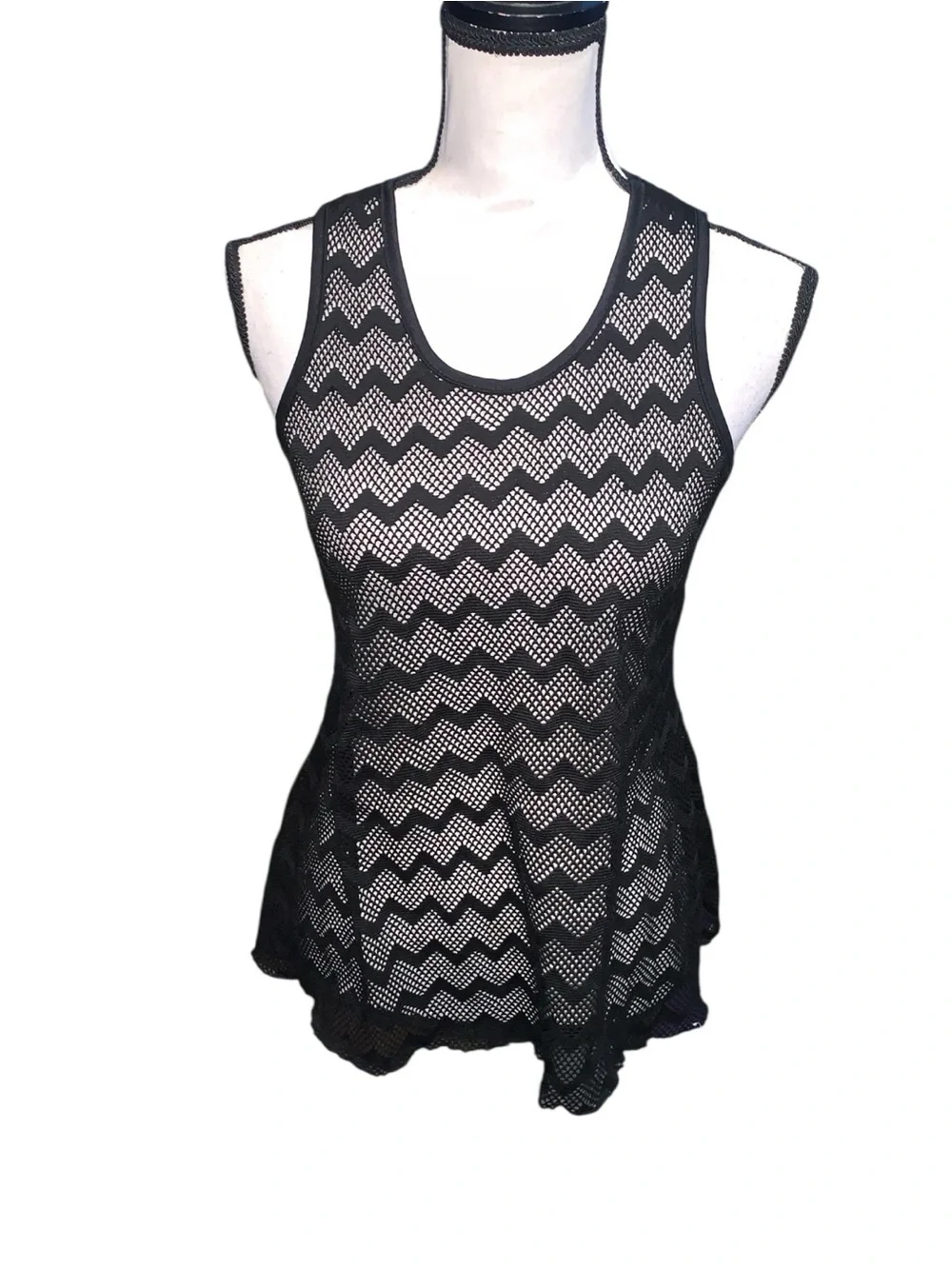 Girls XXL 18 Black Chevron Sheer Swimsuit Cover